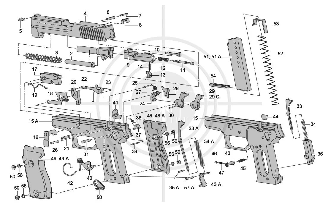 Порядок сборки пистолета пм Sig-Sauer P220, 239, 245 - Схемы (оружие) - Галерея оружия и боеприпасов