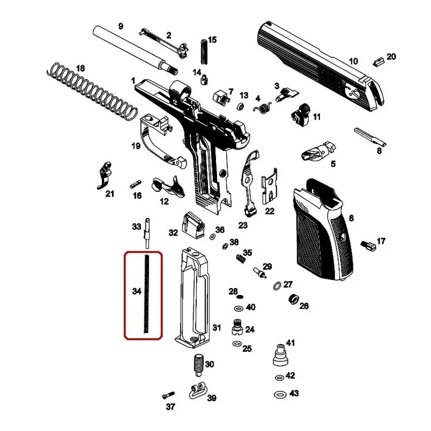 Порядок сборки пистолета пм Пружина подавателя шариков для МР-654 (МР-654К.753512.034) 82615 AliExpress