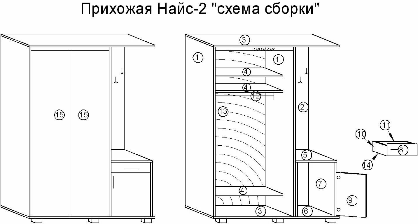 Порядок сборки прихожей Прихожая Найс 2 - купить по цене 27 200 руб от производителя в Москве