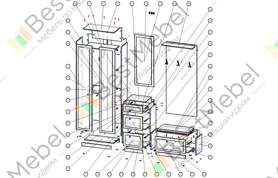 Порядок сборки прихожей Схема сборки прихожая рада фото Original-Mebel.ru