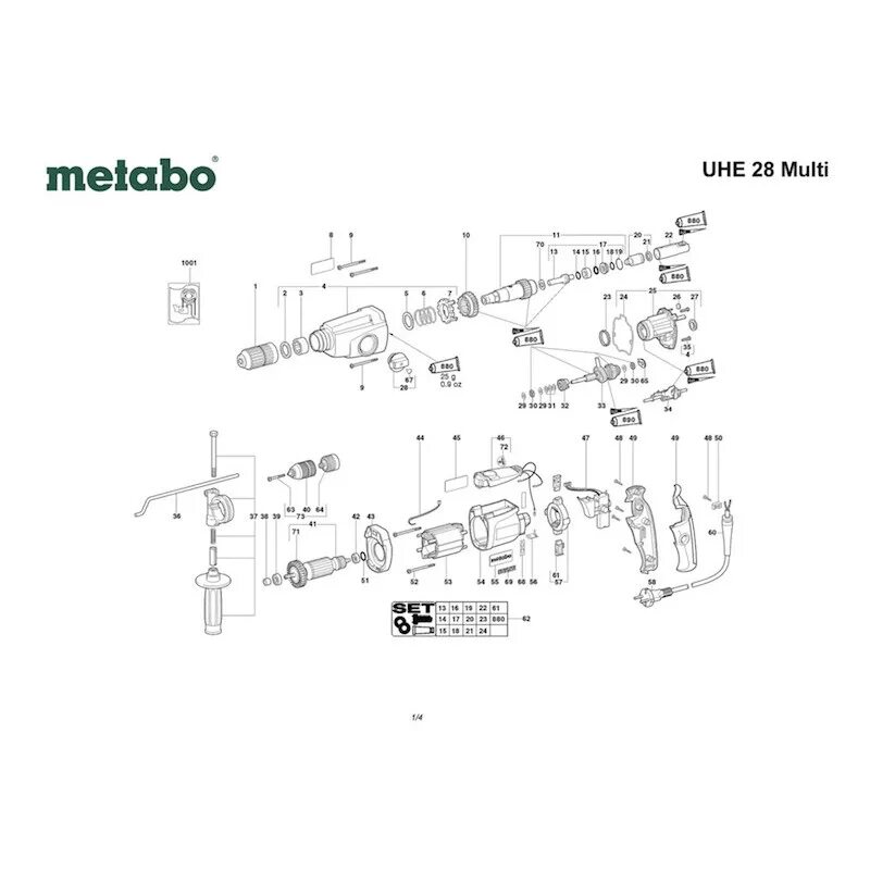 Порядок сборки редуктора metabo uhe 2250 multi Metabo Spare Parts for Rotary Hammer UHE 28 Multi