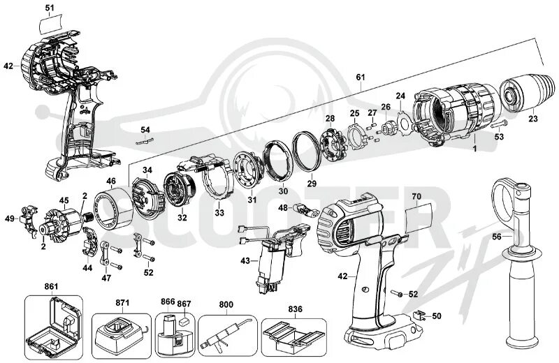 Порядок сборки редуктора шуруповерта Деталировка шуруповерта аккумуляторного DeWalt DCD970 TYPE 1