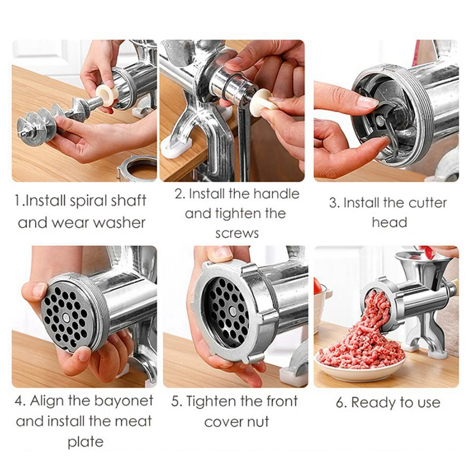 Порядок сборки ручной мясорубки Meat Grinder Manual Hand Operated Mince Sausage Maker Aluminium alloy eBay