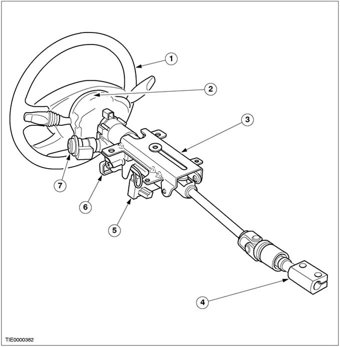 Порядок сборки рулевой колонки Steering column description (Chassis / Steering / Ford Focus 1 1998-2004)