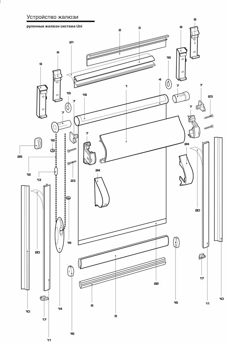 Порядок сборки рулонных штор Технический каталог. Технические характеристики жалюзи и рулонных штор. Amigospb