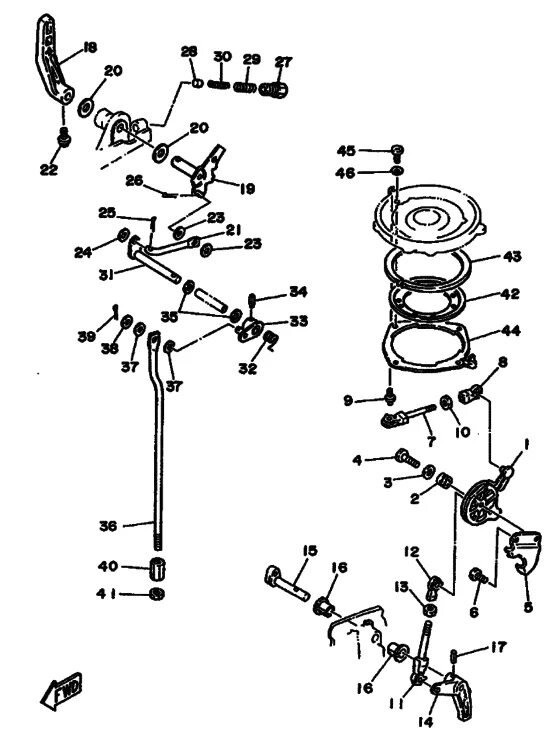 Порядок сборки рычага капота ямаха 30 Control assy для Yamaha 30, год: 1990. OEM запчасти - Мегазип (регион продаж - E