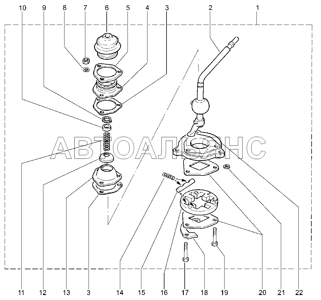 Порядок сборки рычага упп нива 227110. Механизм выбора передач (деталировка) LADA 21214 (Чертеж № 66: список де