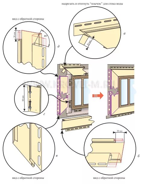 Порядок сборки сайдинга Установка обрамлений оконных и дверных проемов при монтаже винилового сайдинга Д