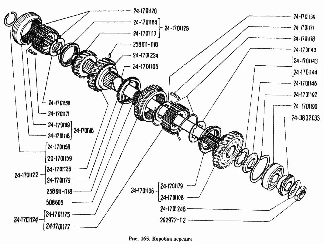 Порядок сборки шестерен кпп 3302 Коробка передач ГАЗ-24 (Чертеж № 72: список деталей, стоимость запчастей)