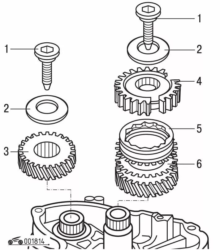 Порядок сборки шестеренок Разборка, проверка состояния и сборка первичного вала Volkswagen - Passat B3 B4
