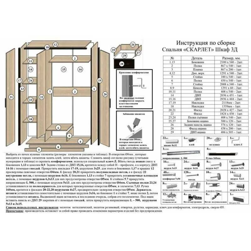 Порядок сборки шкафа купе Шкаф лорд схема сборки