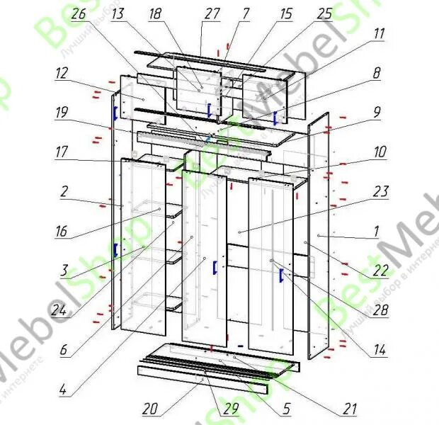 Порядок сборки шкафа миллениум 2 Шкаф купе миллениум 2 bms сборка MebelVin.ru