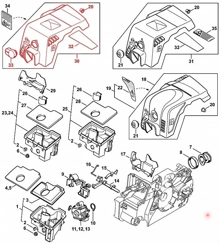 Порядок сборки штиль 180 Кожух двигателя Stihl 11301404709 MS-170/MS-180 - купить в интернет-магазине Бин