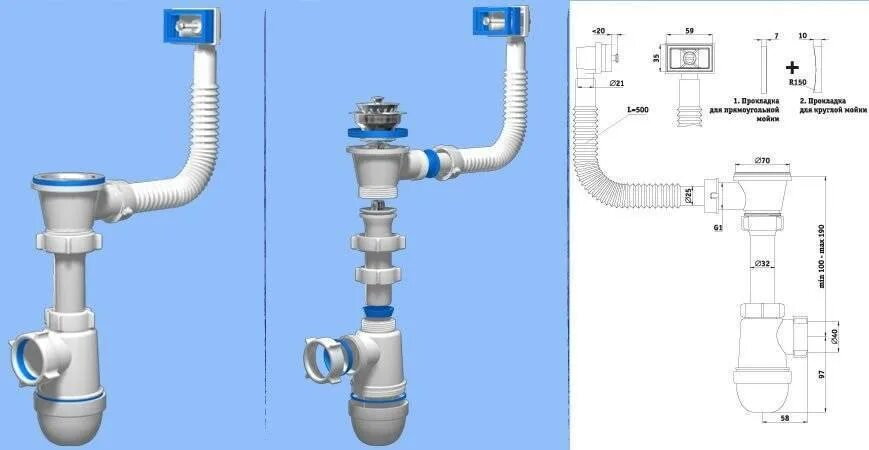 Порядок сборки сифона Устройство сифона для раковины на кухне и что это такое