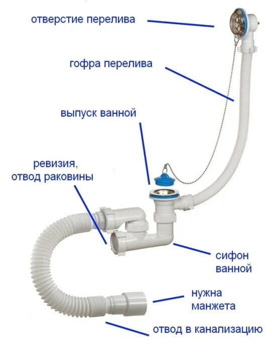 Порядок сборки сифона для ванны с фото Установка сифона на ванну фото - DelaDom.ru