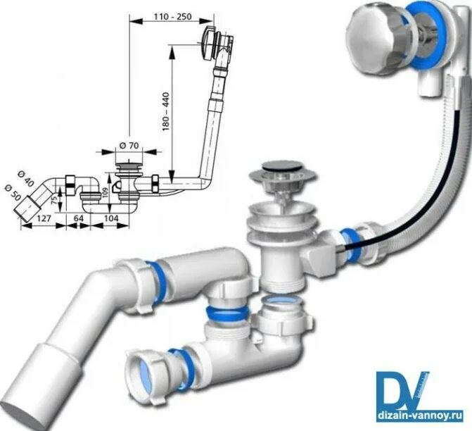 Порядок сборки сифона для ванны с фото Слив-перелив для ванны: какой лучше и как выбрать