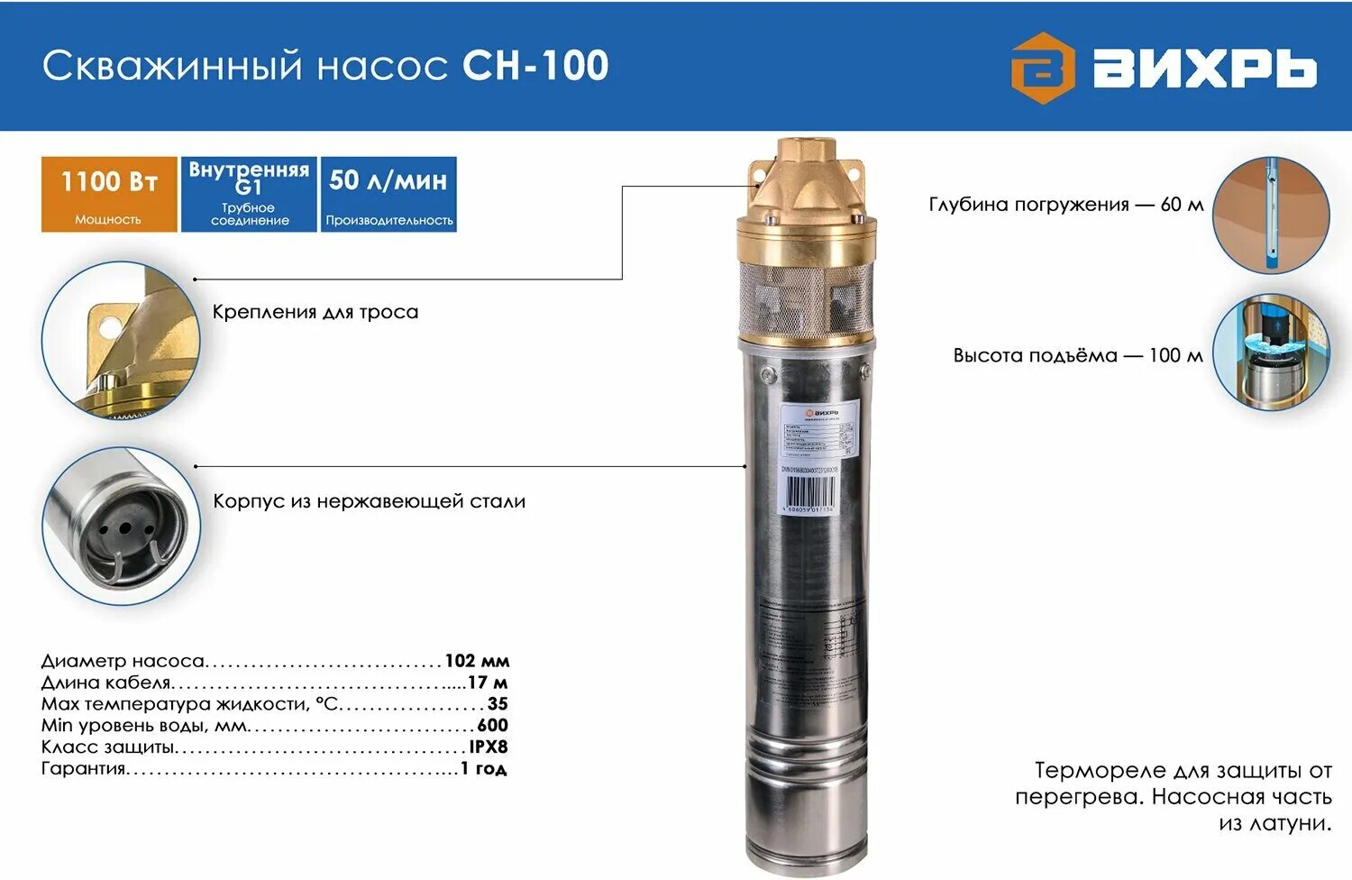 Порядок сборки скважинного насоса вихрь сн 60 Насос погружной скважинный вихрь СН-100 - купить в интернет-магазине по низкой ц