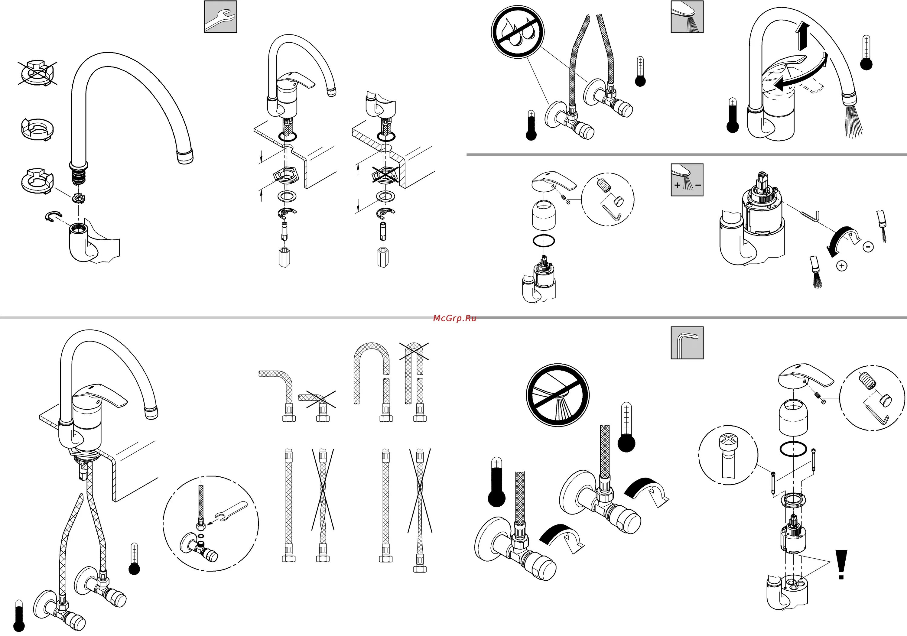 Порядок сборки смесителя Grohe eurosmart 32542001 Инструкция по эксплуатации онлайн 3/14 153564