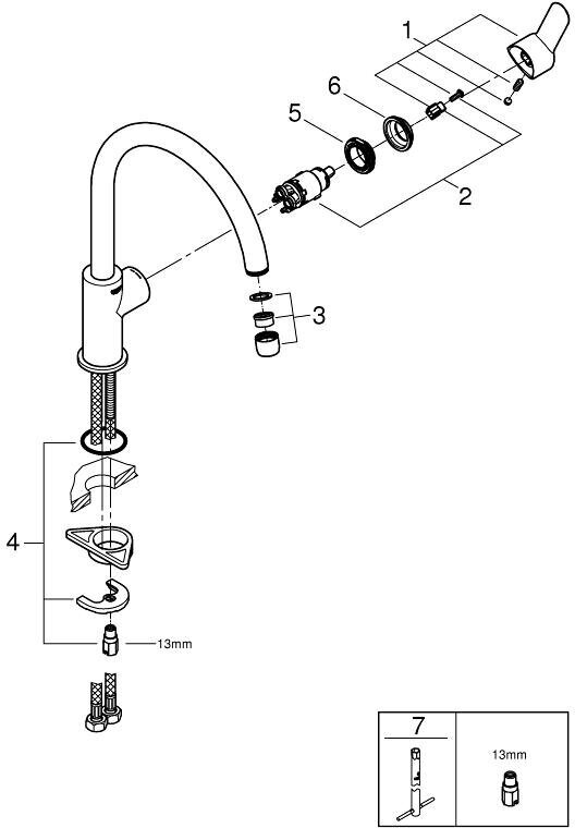 Порядок сборки смесителя Смеситель для кухни (мойки) Grohe BauEdge 31367000 хром - купить в интернет-мага