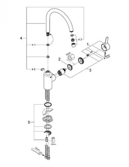 Порядок сборки смесителя Grohe Eurosmart Cosmopolitan 32843002 для кухни