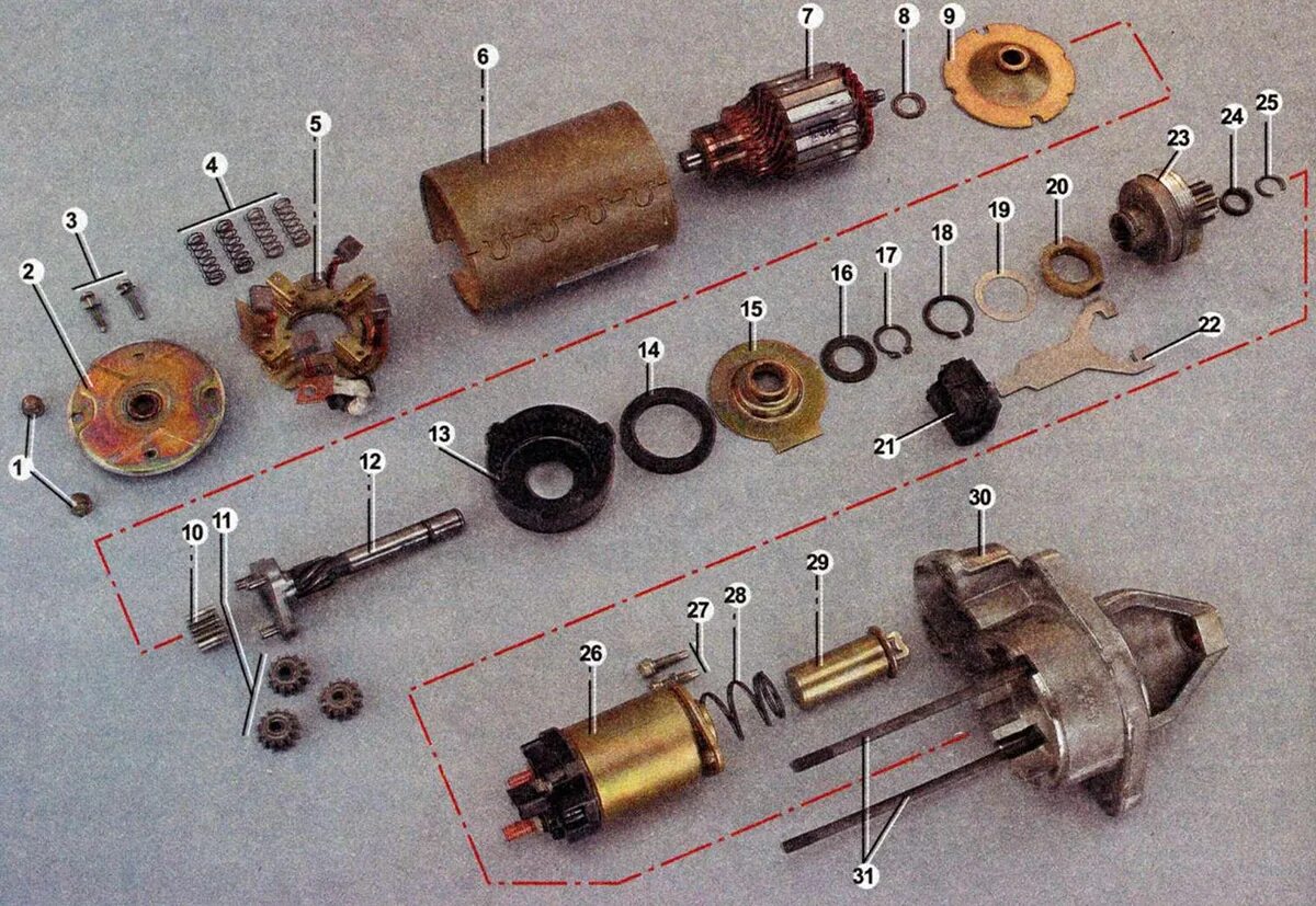 Порядок сборки стартера на волге Стартер в разобранном виде: найдено 90 изображений