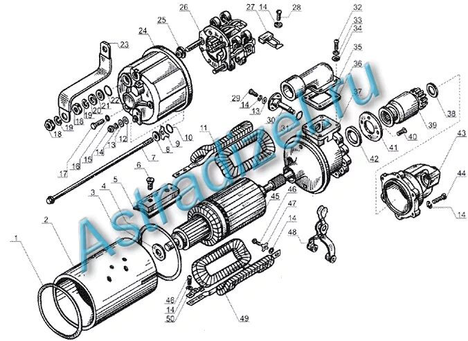 Порядок сборки стартера ст 103 Стартер СТ-25 двигателя ЯM3 238 Б / ООО "АСТРА" (двигатели ЯМ3, запчасти ЯМ3) - 