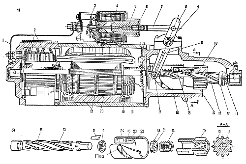 Порядок сборки стартера ст 103 Чертеж привод стартера фото Shkola-2.ru