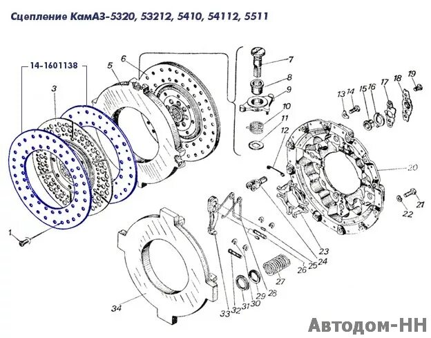 Порядок сборки сцепления камаз 55111 Накладка сцепления 14.1601138-31 К-5320 5460 5511 (350мм) ФРИТЕКС по цене 632,3 