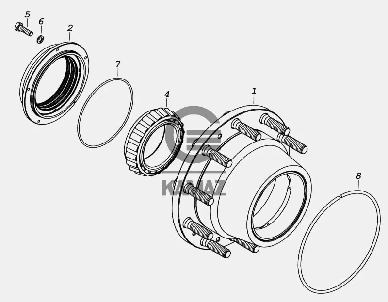 Порядок сборки ступицы камаз Ступица заднего колеса с манжетами для автомобиля КАМАЗ 5460 (каталог 2005 г.), 