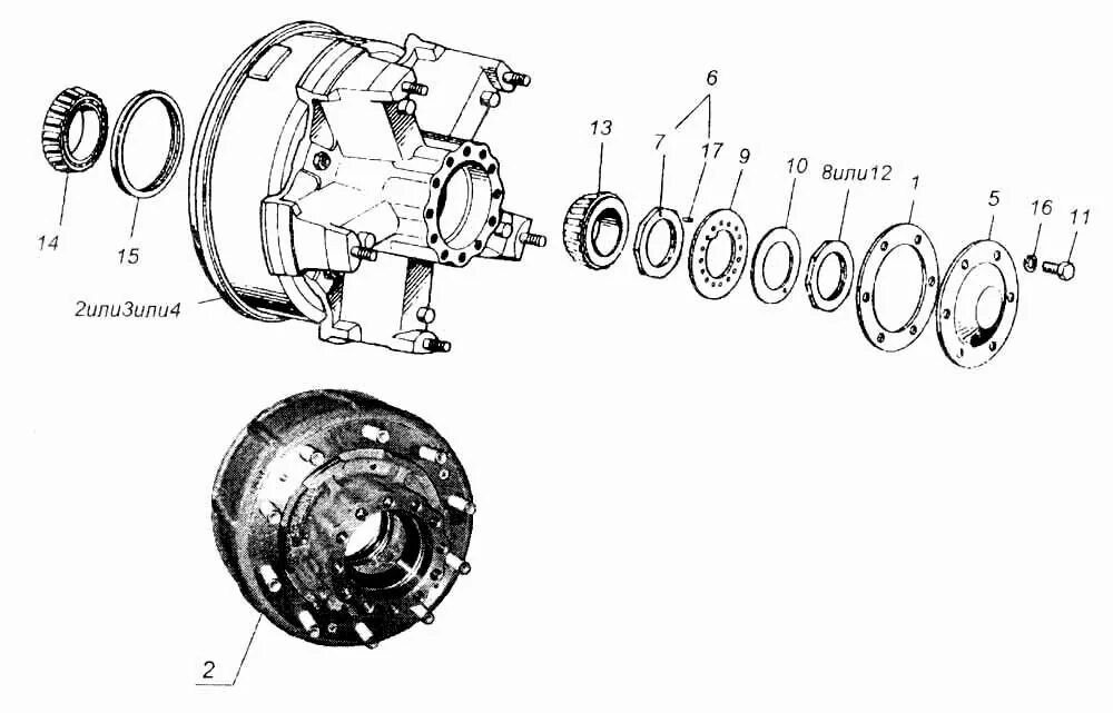 Порядок сборки ступицы камаз Ступица с тормозным барабаном НефАЗ-8560 (Чертеж № 30: список деталей, стоимость