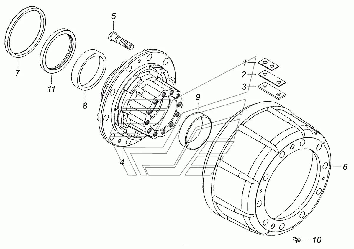 Порядок сборки ступицы камаз 65115-3104010-20 Ступица заднего колеса с барабаном тормоза КамАЗ-43253 (Часть-1