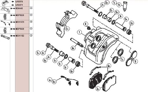 Порядок сборки суппорта airbrakeshop.com SERVICE CALIPER (LRG571)