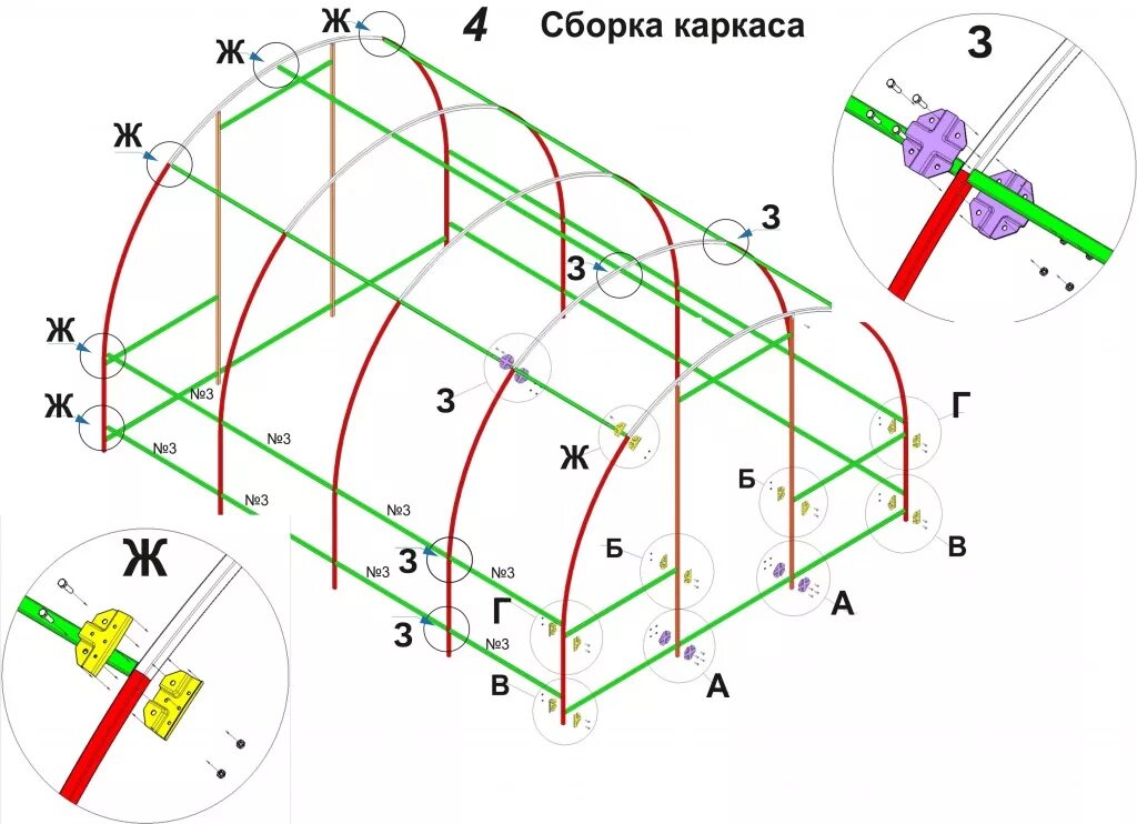 Порядок сборки теплицы из поликарбоната 6 метров Теплицы