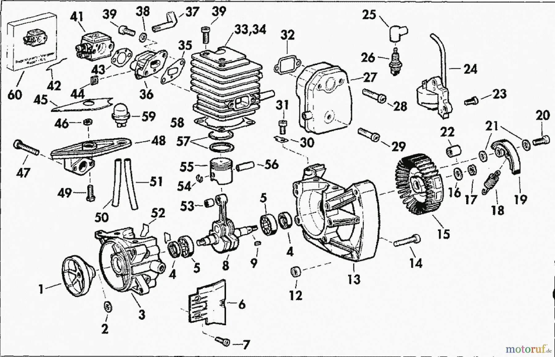 Порядок сборки триммера Solo by AL-KO Motorsensen 134 Spareparts ALSL2011744 ZYL.40,00 NI.