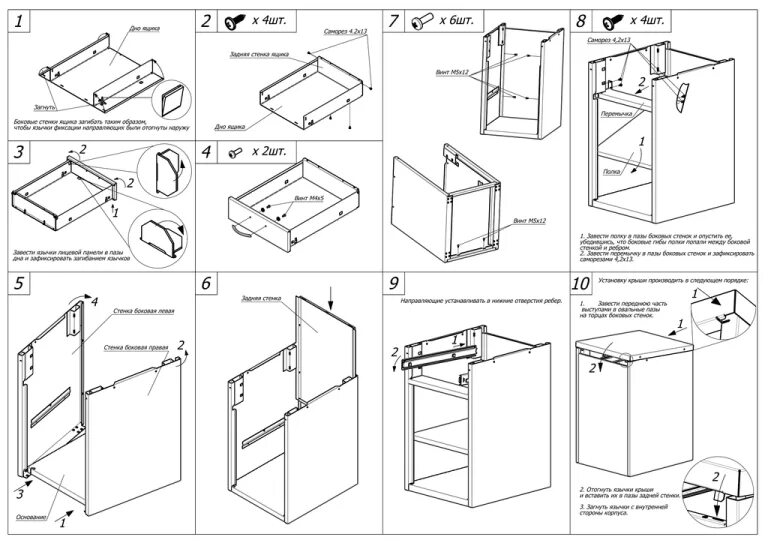 Порядок сборки тумбы Инструкция по сборке - Тумба медицинская ТП