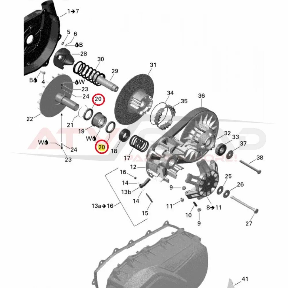 Порядок сборки вариатора Подшипник 6808 для Can-am BRP G1 G2 Quest Outlander Commander Maverik Renegade 3