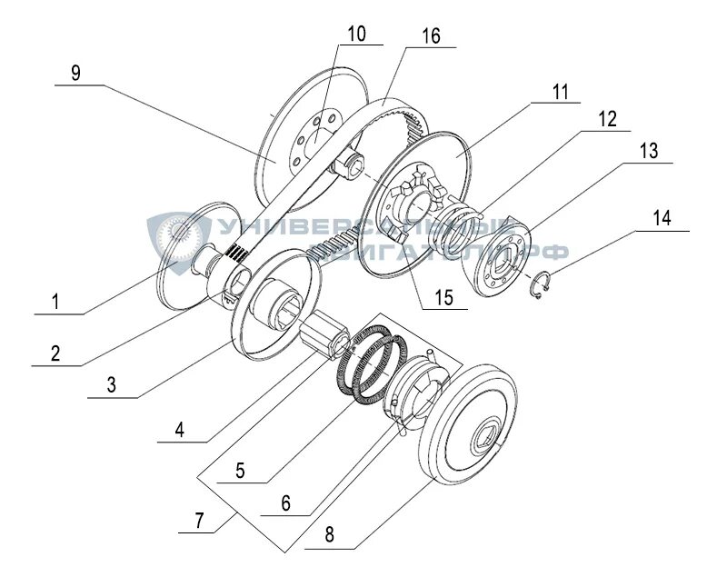 Порядок сборки вариатора Каталог запчастей на вариатор Comet 30 Ориент - Универсальные Двигатели.РФ