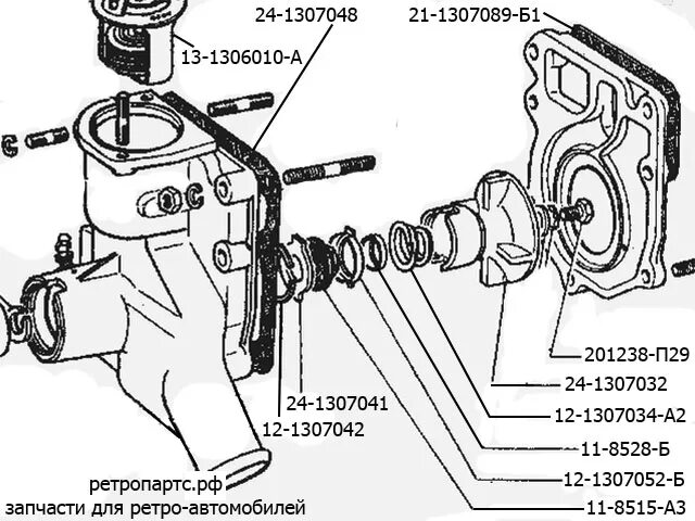 Порядок сборки водяного насоса волга газ 21 Помпа газ 24 - КарЛайн.ру