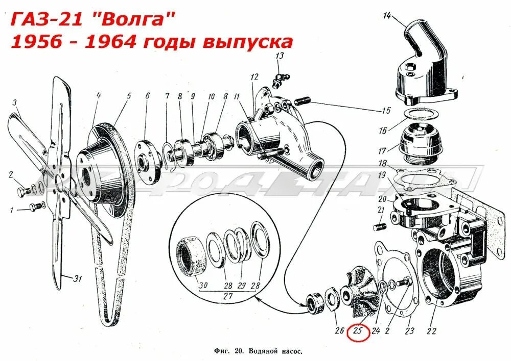 Порядок сборки водяного насоса волга газ 21 Крыльчатка водяного насоса. Оригинал. В наличии