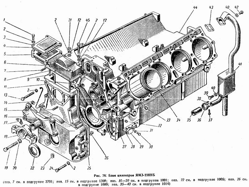 Порядок сборки ямз 238 Блок цилиндров К-700 (Чертеж № 14: список деталей, стоимость запчастей)
