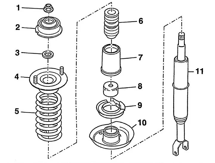 Порядок сборки заднего амортизатора Амартызацыйная стойка (Audi А6 С5, 1997-2004 / Шасі / Пярэдняя падвеска) AudiMan