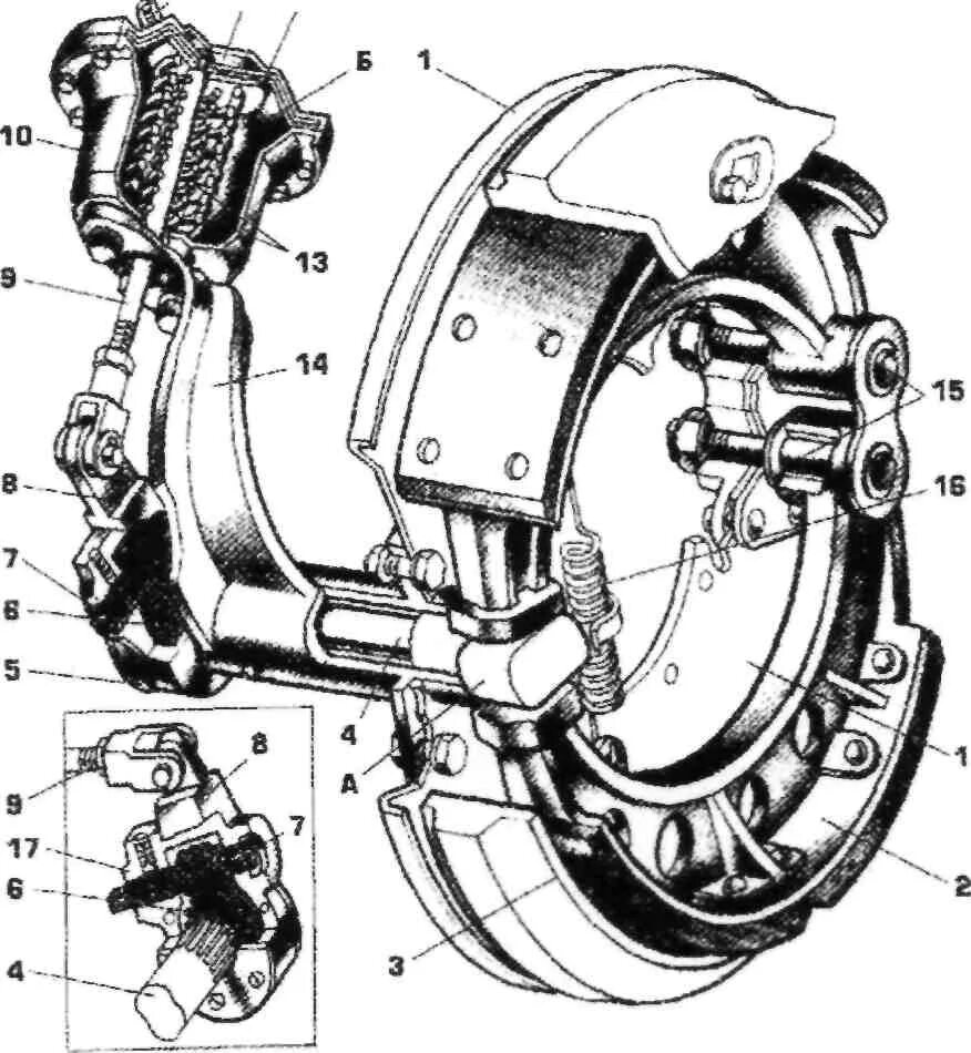 Порядок сборки заднего тормозного вала зил 130 Задние колодки бычок: найдено 83 изображений