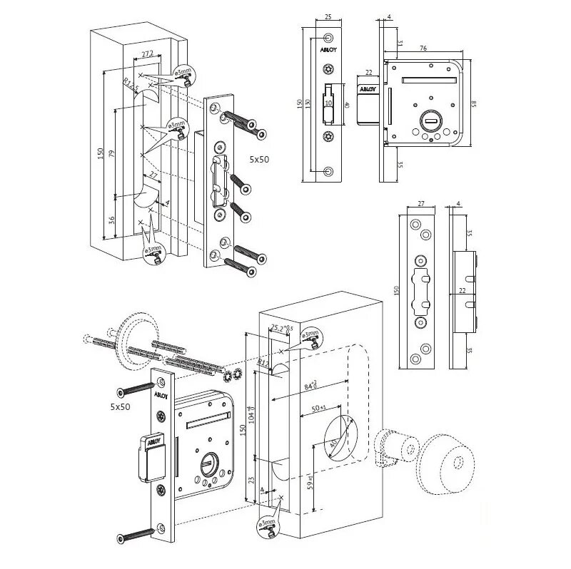 Порядок сборки замка LC 109 + CY 160 U / CR (PG009U)/ Готовый комплект замка для монтажа в Москве: ку