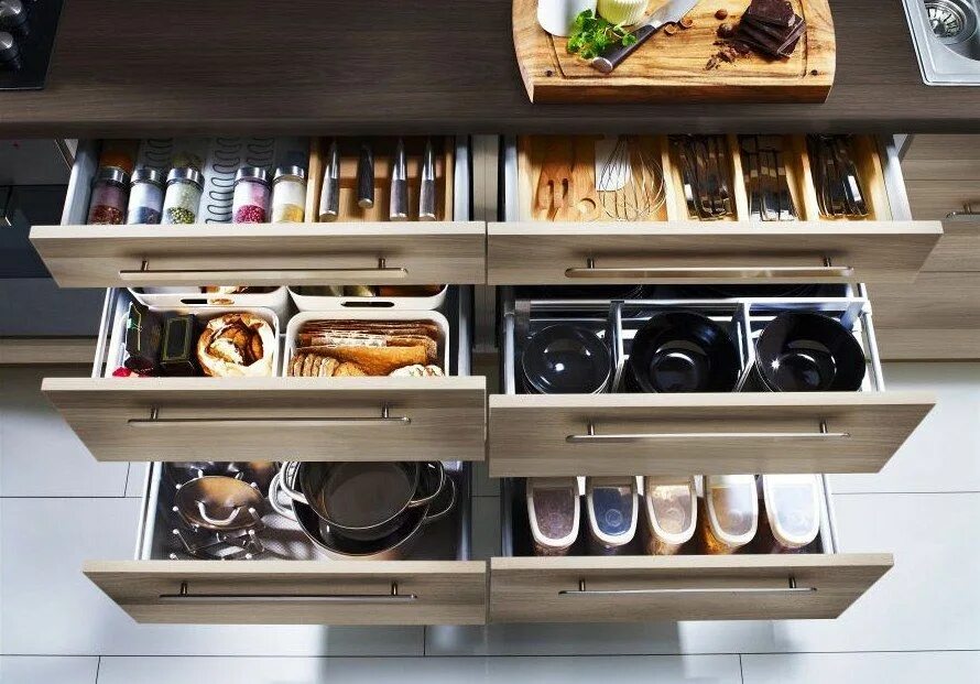 Порядок в кухонных шкафах идеи фото Plnovýsuvné zásuvky Idee per la cucina, Cucina ikea, Cucine