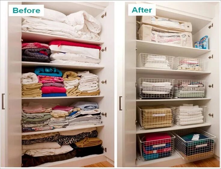 Порядок в шкафу идеи фото Linen closet organization Organizing linens, Cupboards organization, Linen close