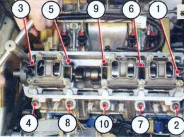 Порядок затяжки болтов гбц калина 8 клапанов Геморрой с печкой.Часть 3.Замена прокладки ГБЦ. - Lada Калина седан, 1,6 л, 2007
