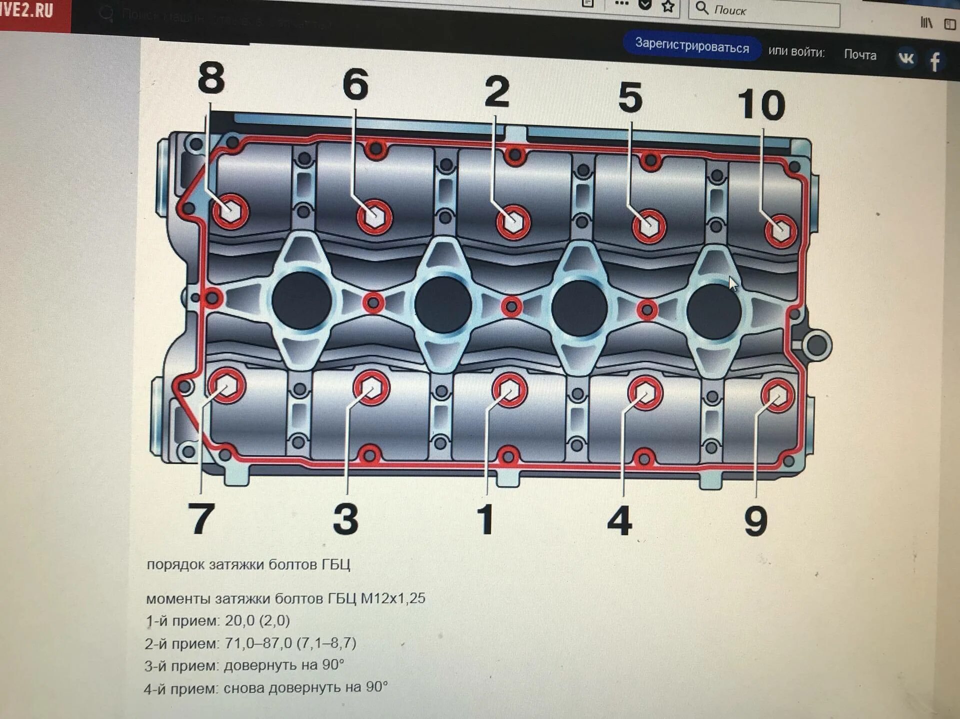 Порядок затяжки болтов гбц ларгус 8 клапанов Момент затяжки постели распредвалов ВАЗ-2112 16 клапанов: порядок