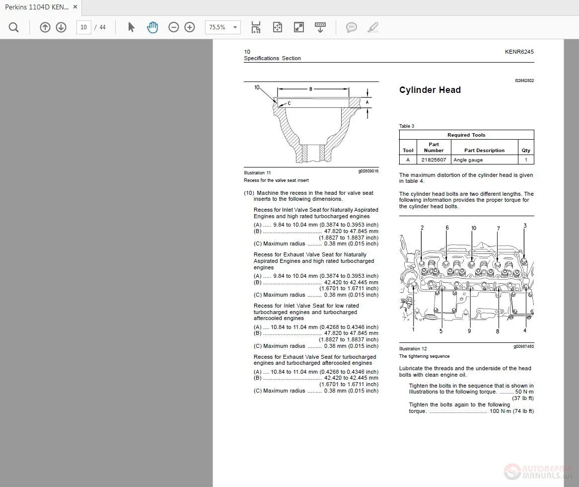 Порядок затяжки болтов гбц перкинс 1104 схема Perkins 1104D KENR6245 Specifications Auto Repair Manual Forum - Heavy Equipment