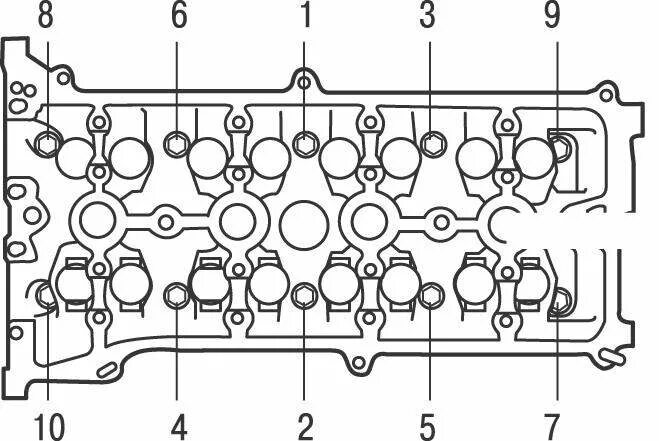 Порядок затяжки болтов гбц распредвала Toyota RAV4 Головка блока цилиндров