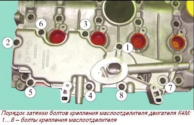 Порядок затяжки болтов гбц рено к4м Снятие и установка крышки ГБЦ двигателя К4М